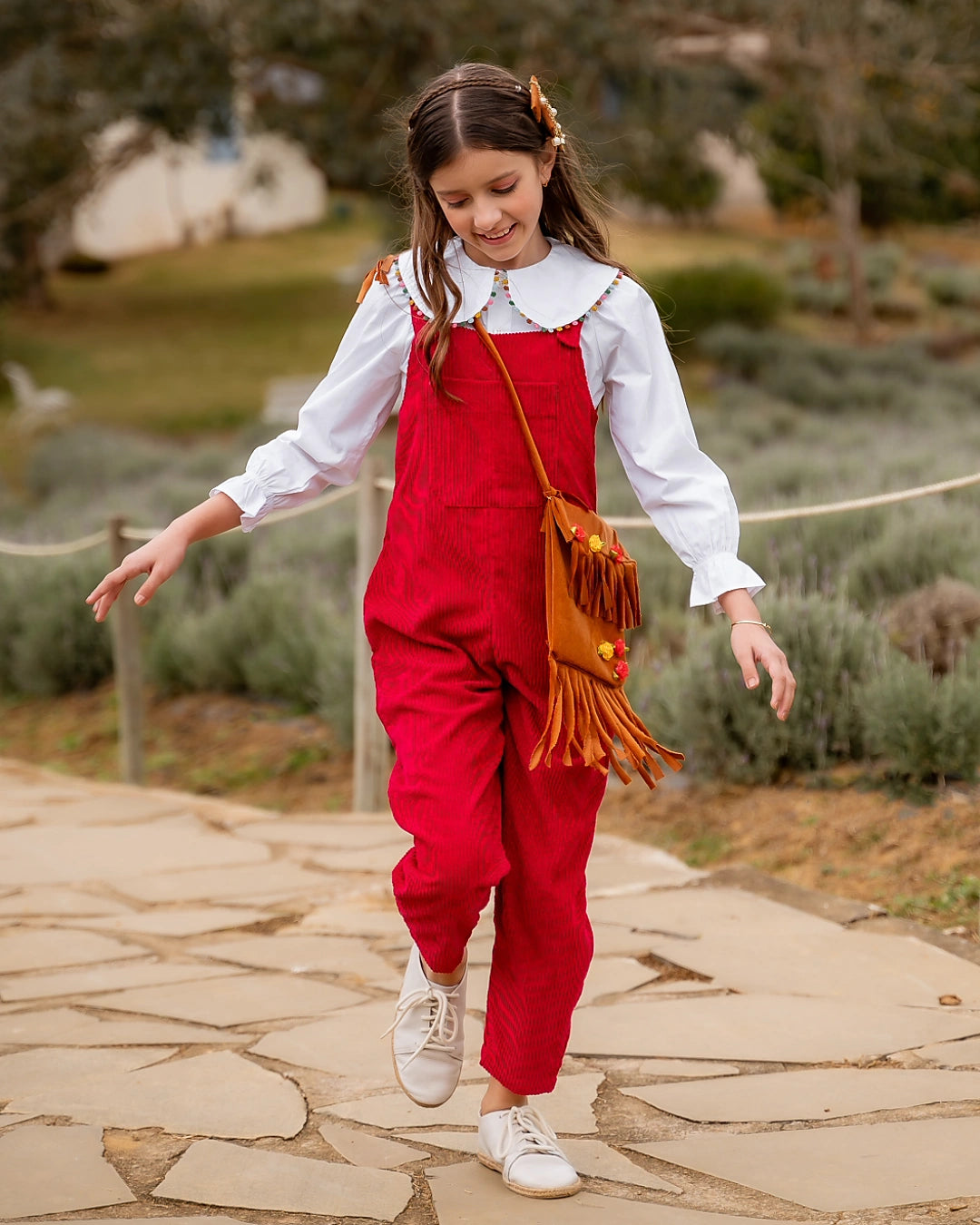 Macacão longo vermelho infantil feminino Antonita para meninas 