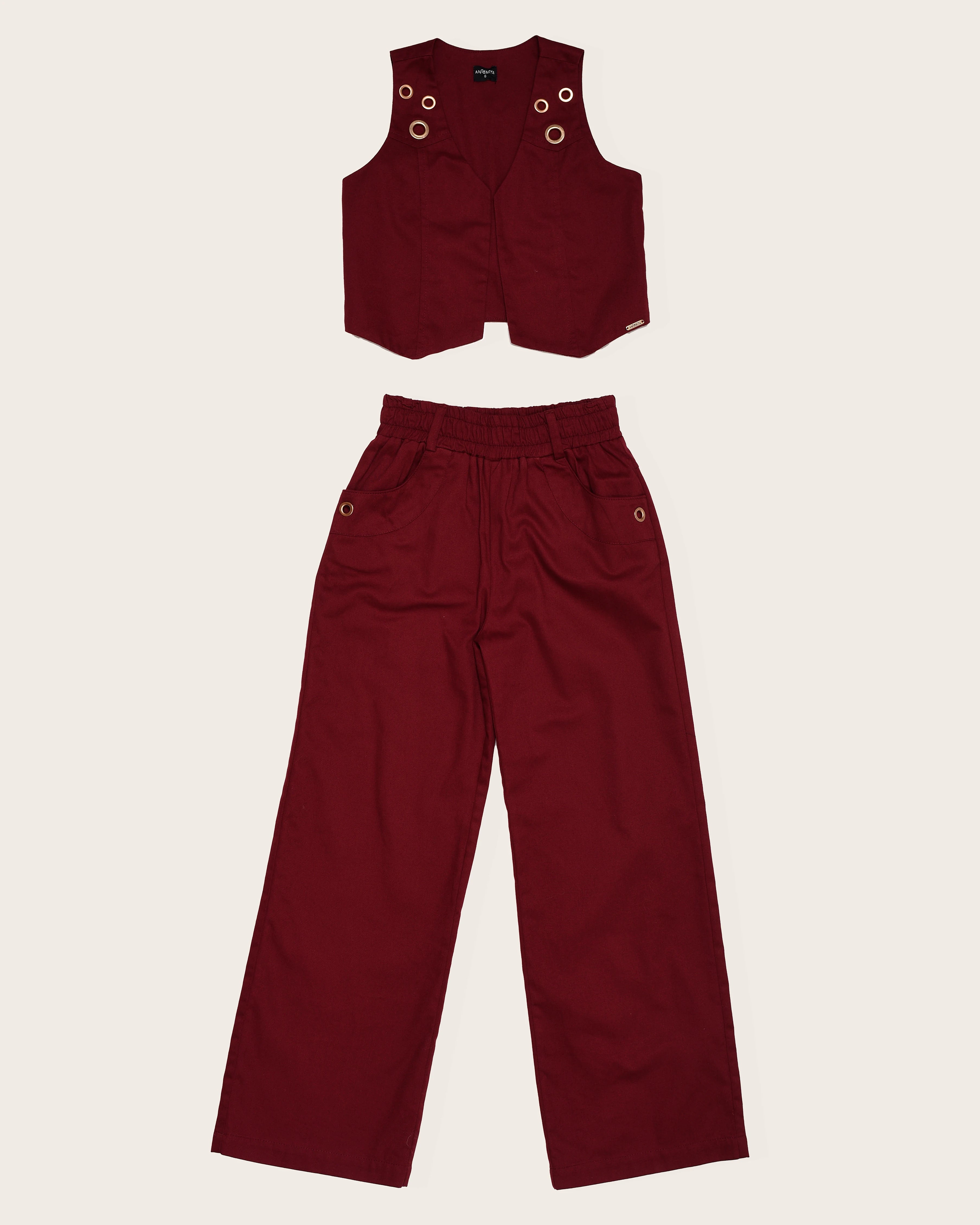 Conjunto com blusa cropped e calça ampla infantil feminino Antonita para meninas 