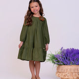 Vestido manga longa com bordado floral infantil feminino Antonita para meninas