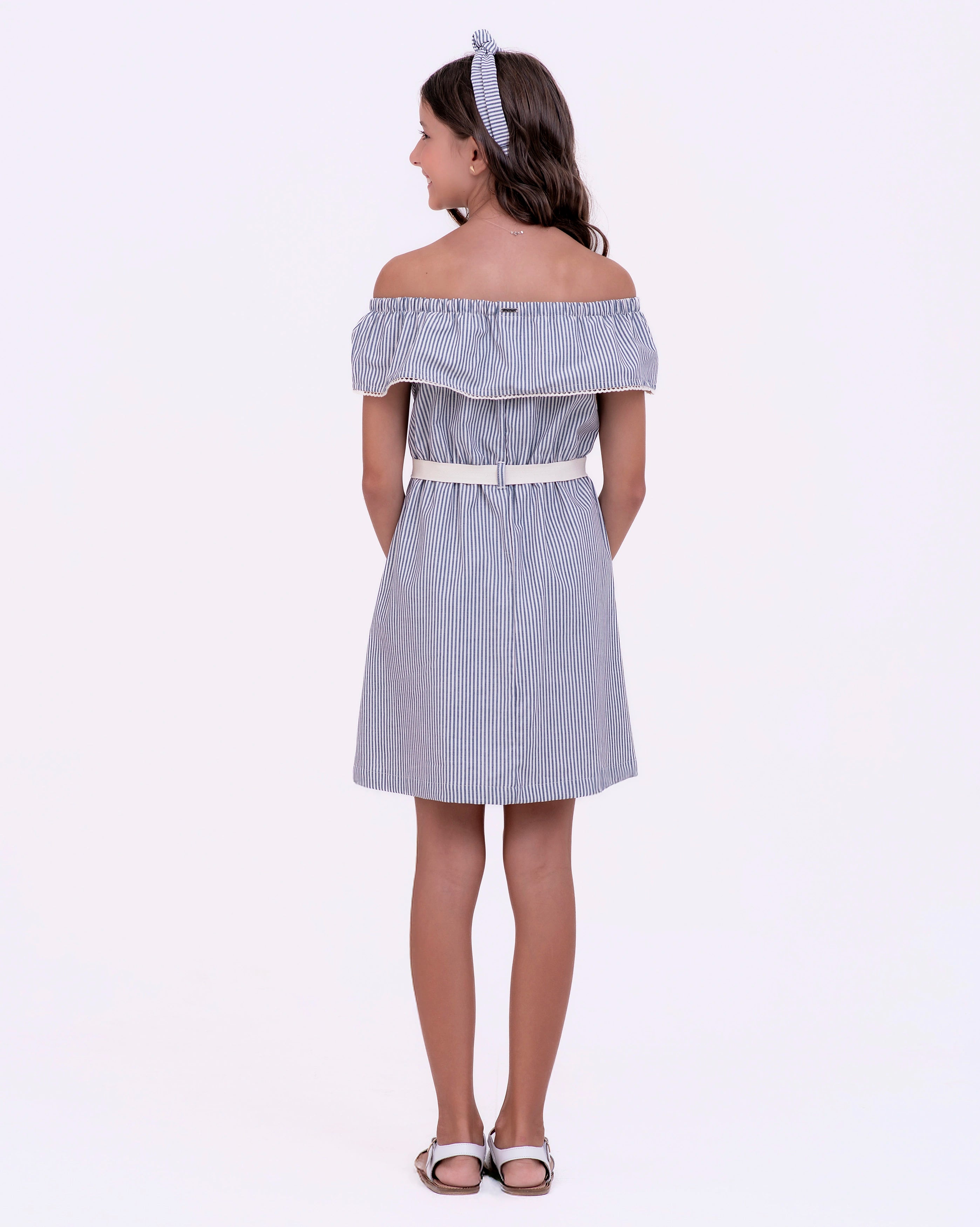 Vestido curto com estampa stripe infantil feminino Antonita para meninas de 10 a 16 anos