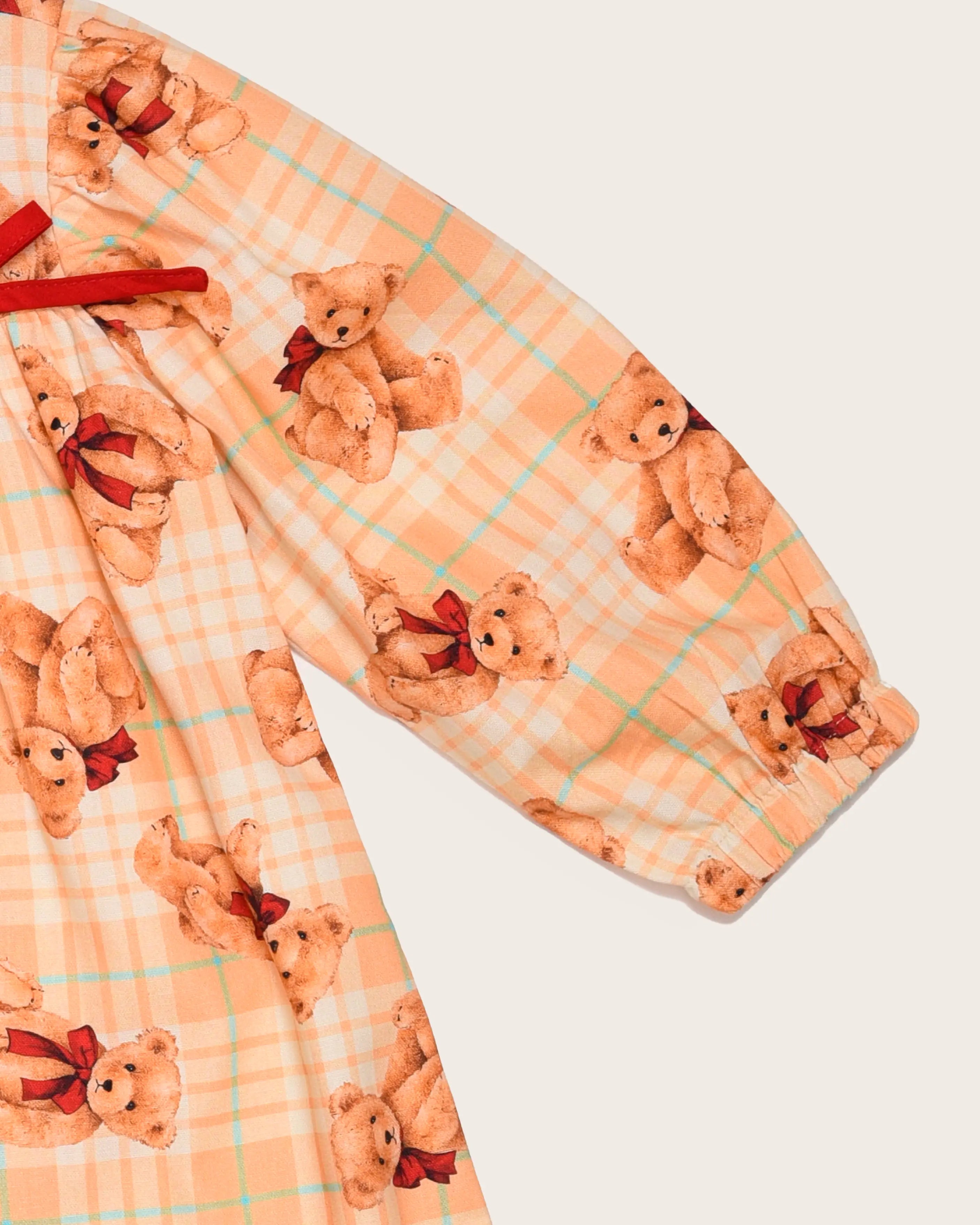 Vestido curto com estampa de ursos Teddy infantil feminino Antonita para meninas