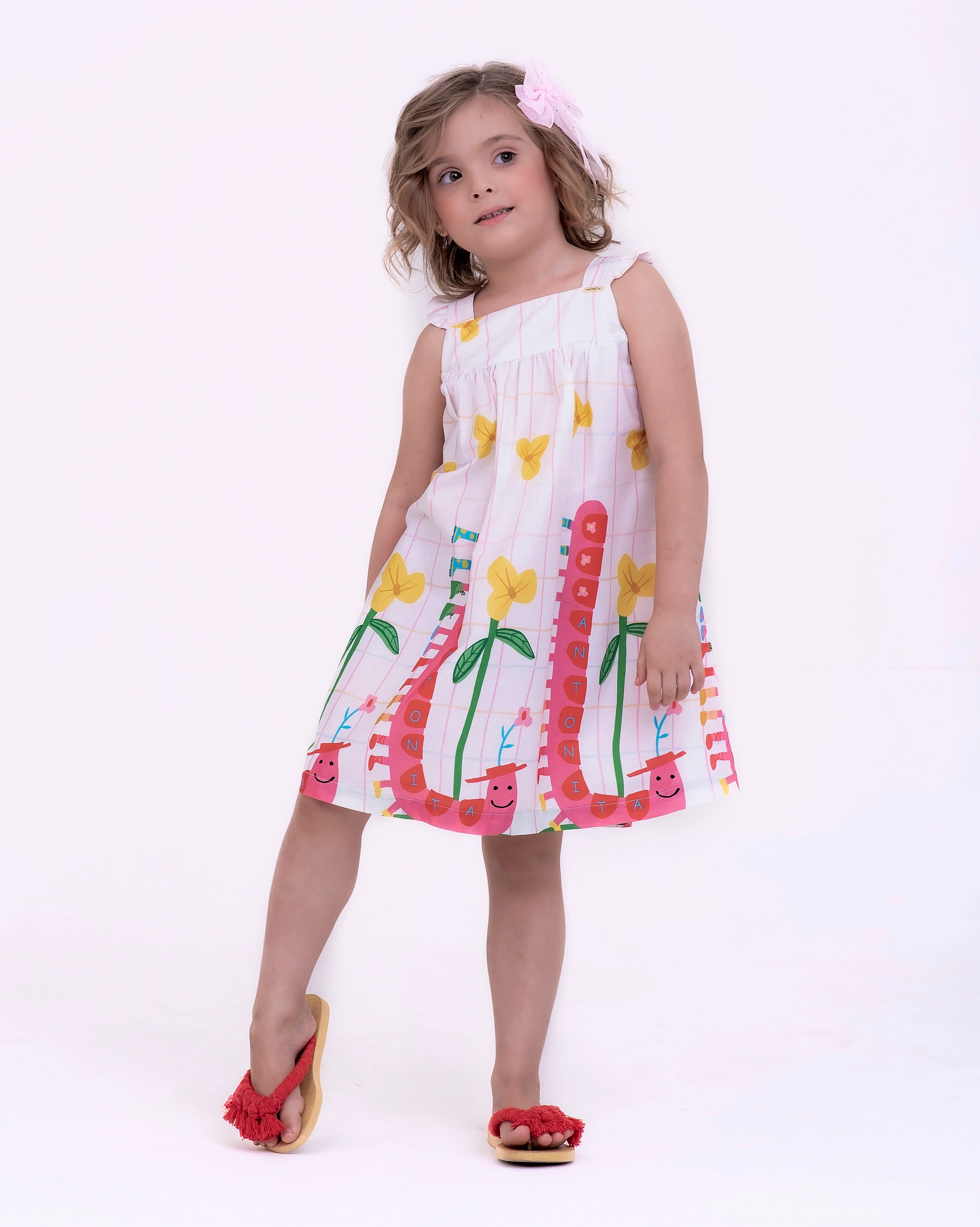 Vestido com estampa Centopeia infantil feminino Antonita para meninas de 2 a 10 anos
