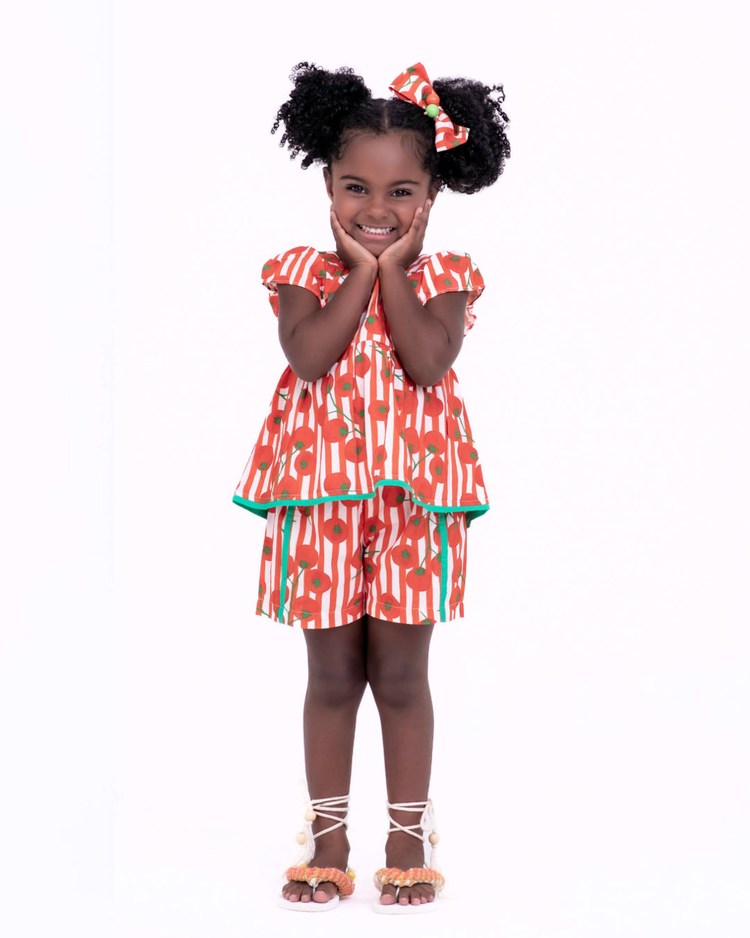 Conjunto com estampa Tomatinhos infantil feminino Antonita para meninas de 2 a 10 anos