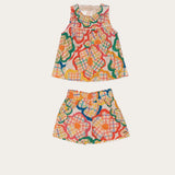 Conjunto Infantil Feminino Short Flor Xadrez Antonita