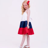 Vestido curto navy tricolor infantil feminino Antonita para meninas de 2 a 10 anos