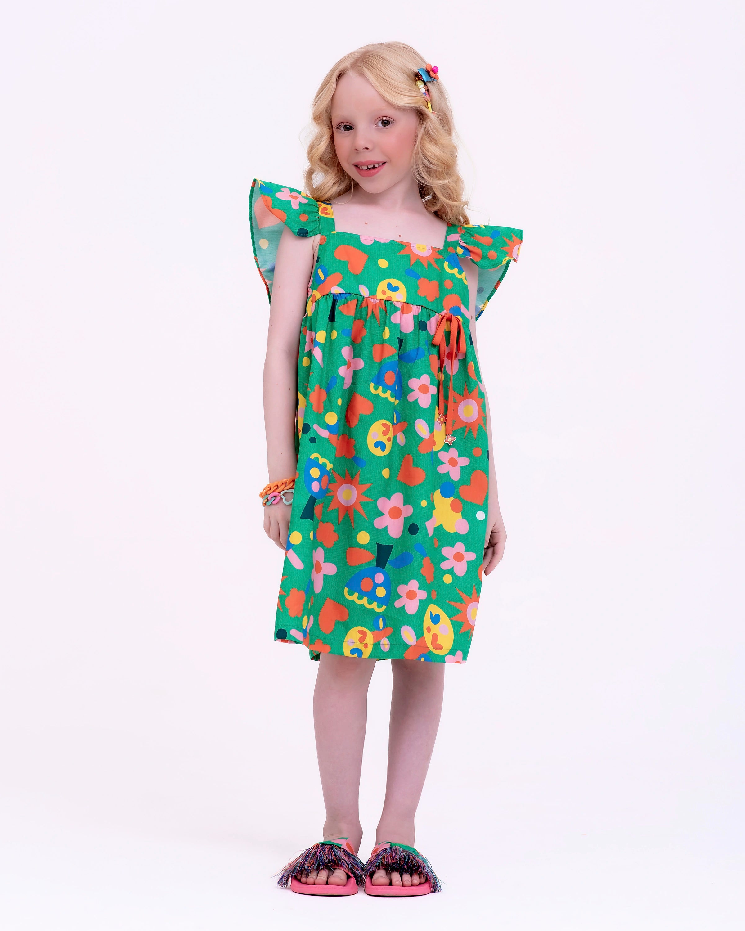 Vestido com estampa Bela Arte infantil feminino Antonita para meninas de 4 a 16 anos
