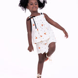 Conjunto curto com estampa de abelhas infantil feminino Antonita para meninas de 2 a 10 anos