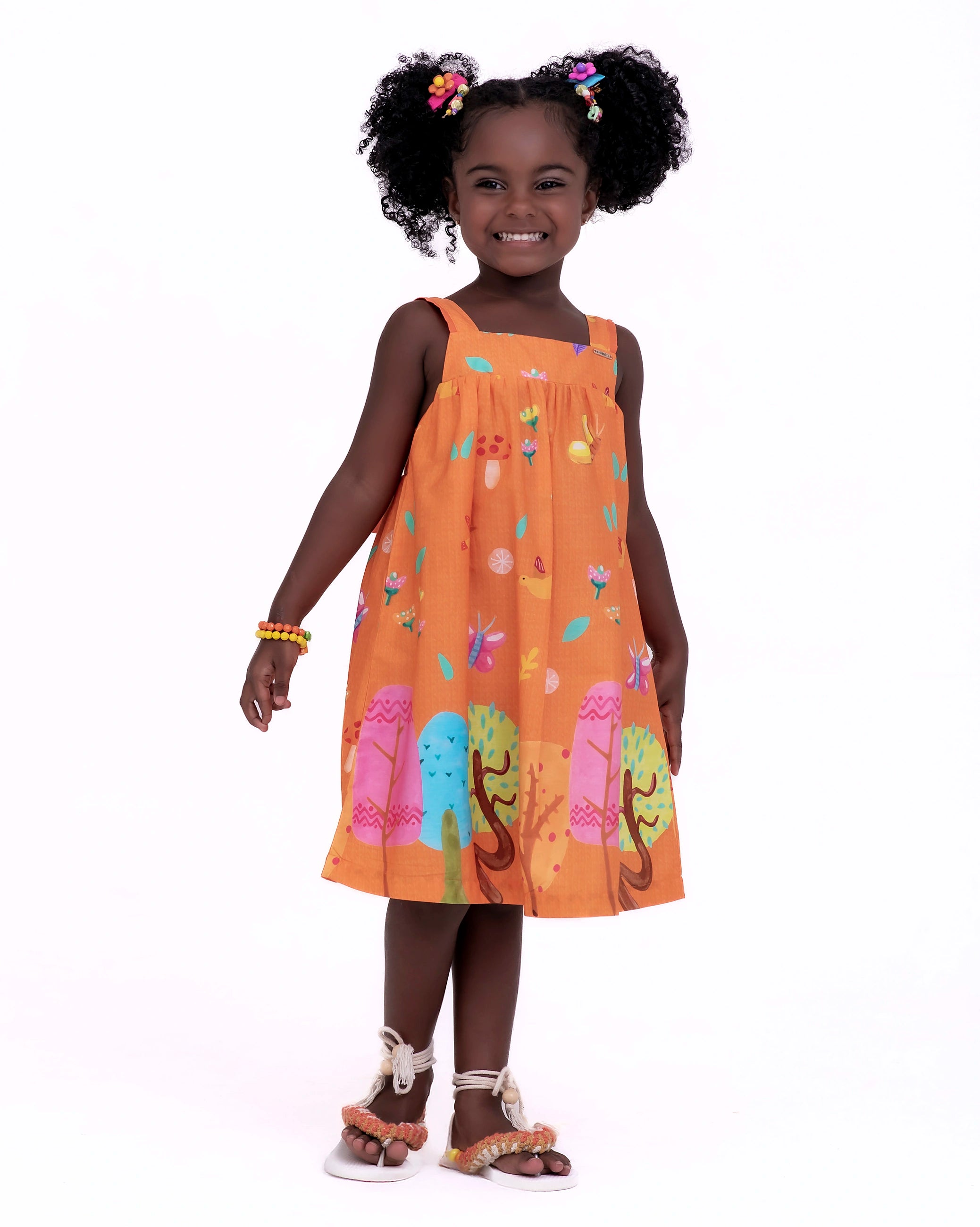 Vestido curto com estampa Dia de Verão infantil feminino Antonita para meninas de 2 a 10 anos