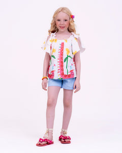 Conjunto com estampa de centopeias coloridas infantil feminino Antonita para meninas de 2 a 10 anos
