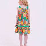Vestido de alça com estampa Caça-Palavras infantil feminino Antonita para meninas de 2 a 10 anos