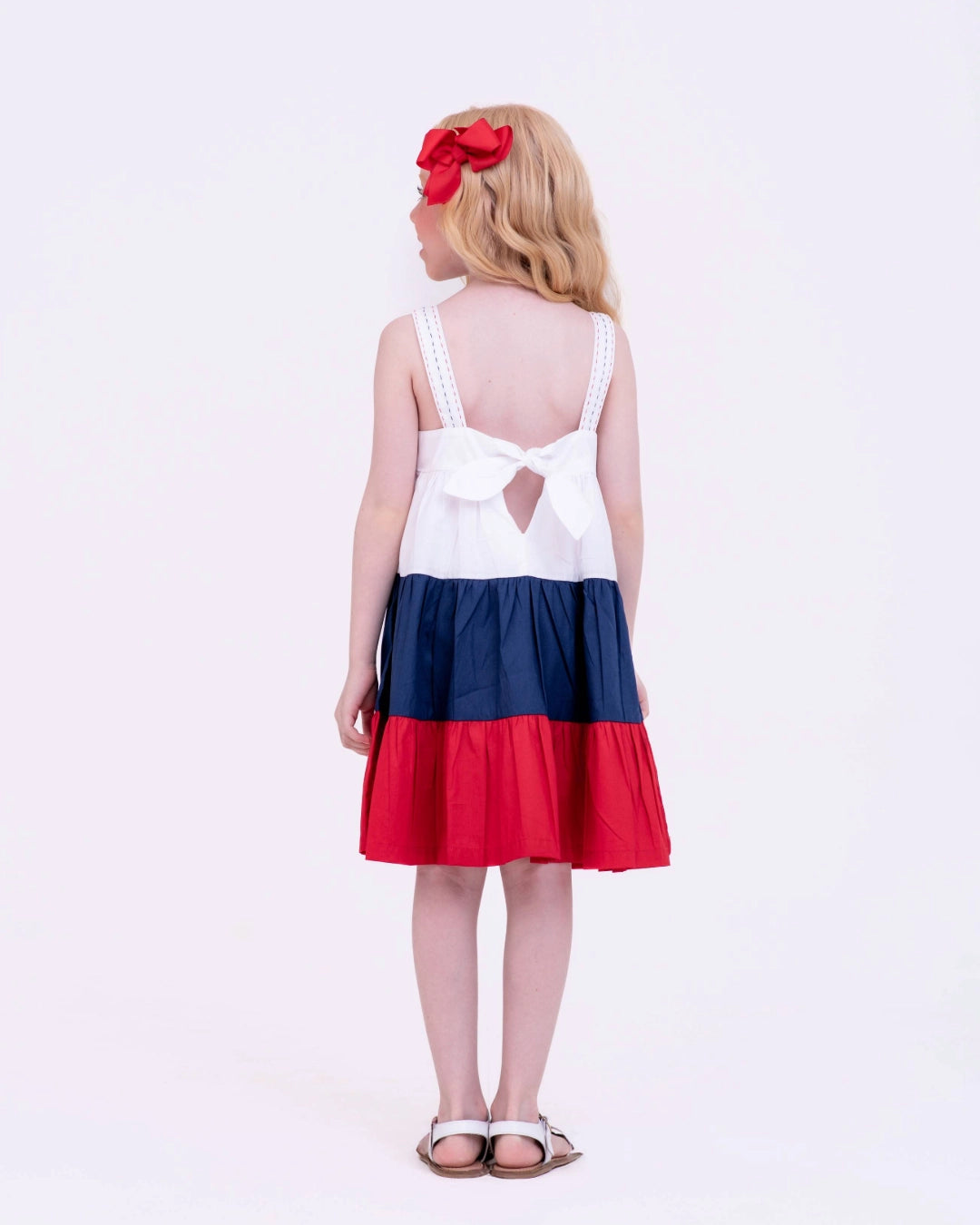 Vestido curto navy tricolor infantil feminino Antonita para meninas de 2 a 10 anos