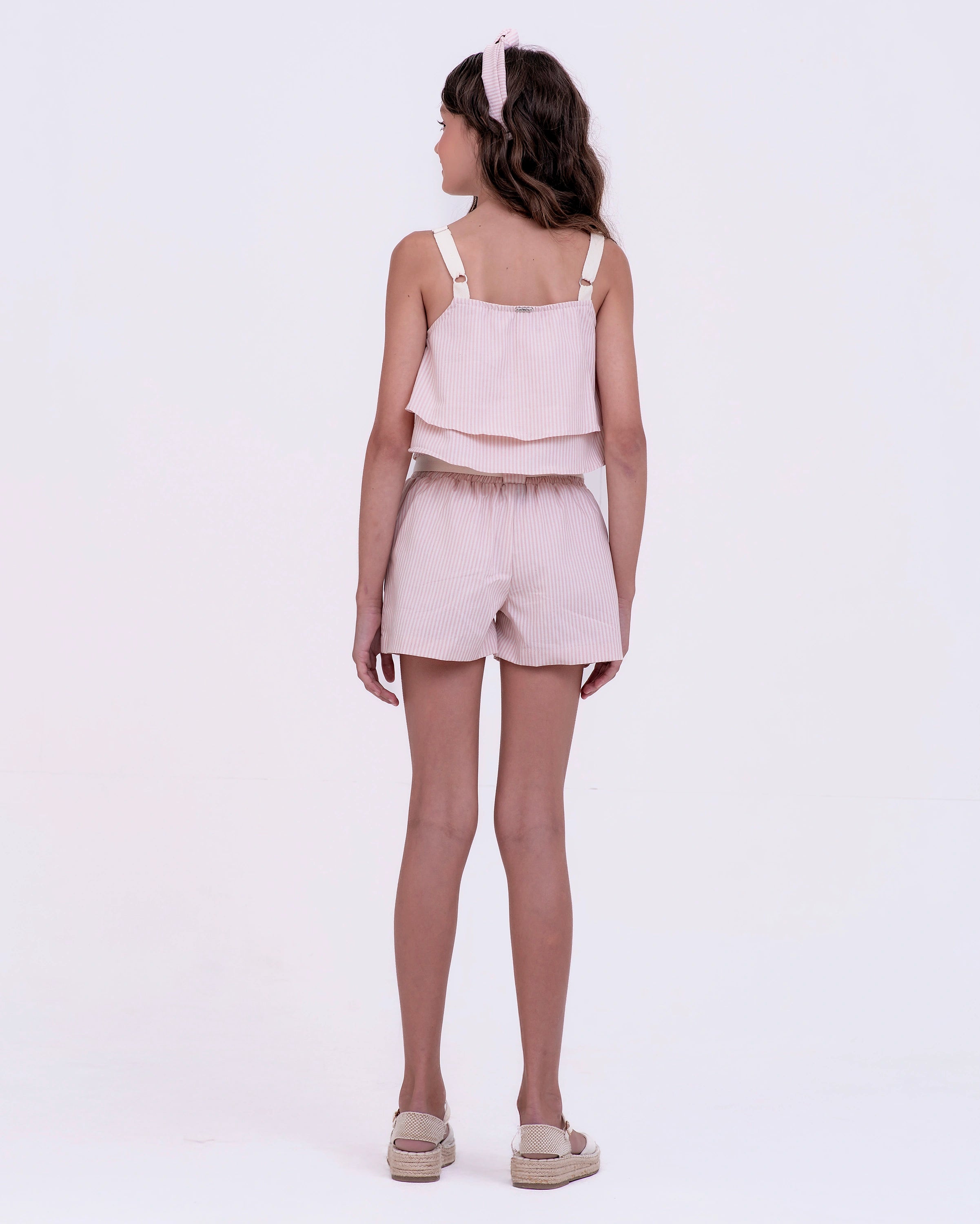 Conjunto curto com estampa Stripe infantil feminino Antonita para meninas de 10 a 16 anos.