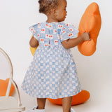 Vestido com estampa Vichy Cherry infantil feminino Antonita para meninas de 2 a 10 anos