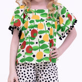 Conjunto com estampa Plantio e poás infantil feminino Antonita para meninas de 2 a 10 anos
