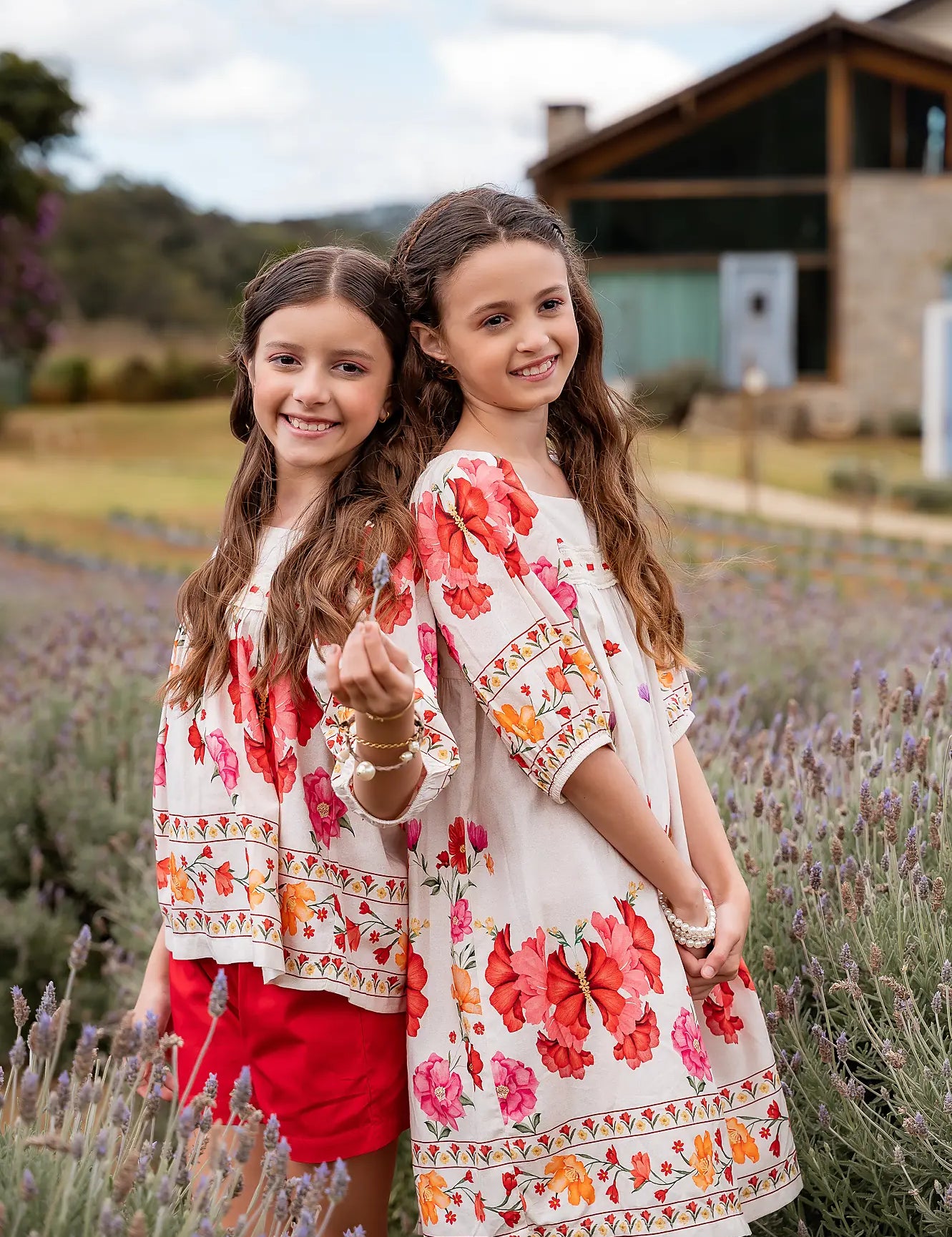 Vestido curto com estampa floral infantil feminino Antonita para meninas 