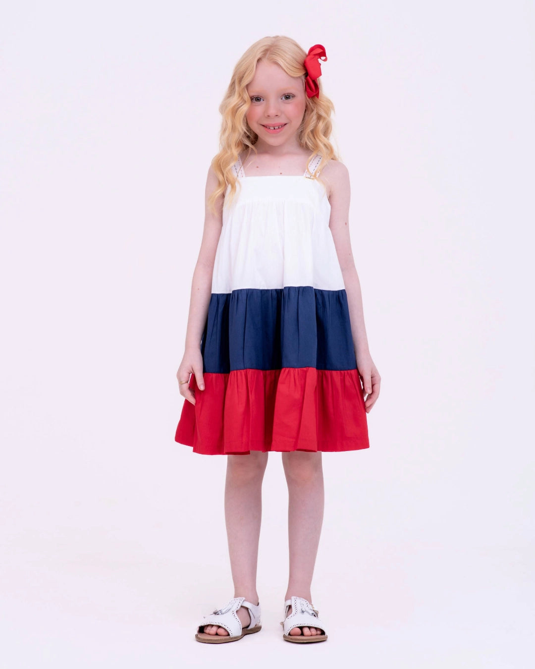 Vestido curto navy tricolor infantil feminino Antonita para meninas de 2 a 10 anos