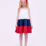 Vestido curto navy tricolor infantil feminino Antonita para meninas de 2 a 10 anos