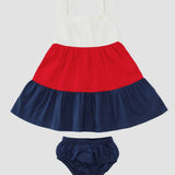 Vestido com estampa navy tricolor infantil feminino Antonita para meninas de 2 a 10 anos