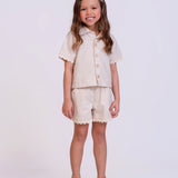 Conjunto rosa com blusa e short infantil feminino Antonita para meninas