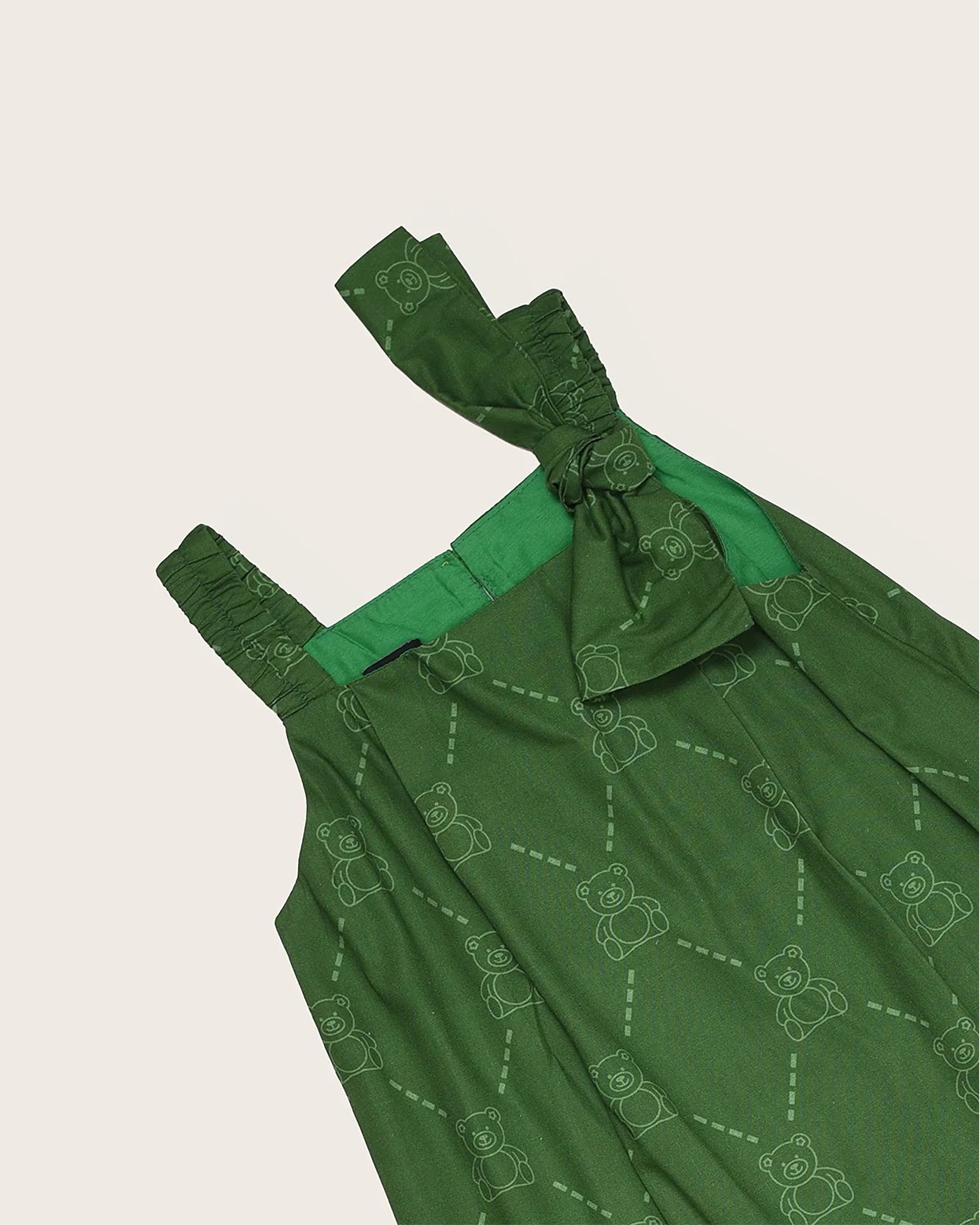 Vestido curto verde com alças e babados infantil feminino Antonita para meninas de 4 a 16 anos
