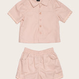Conjunto rosa com blusa e short infantil feminino Antonita para meninas
