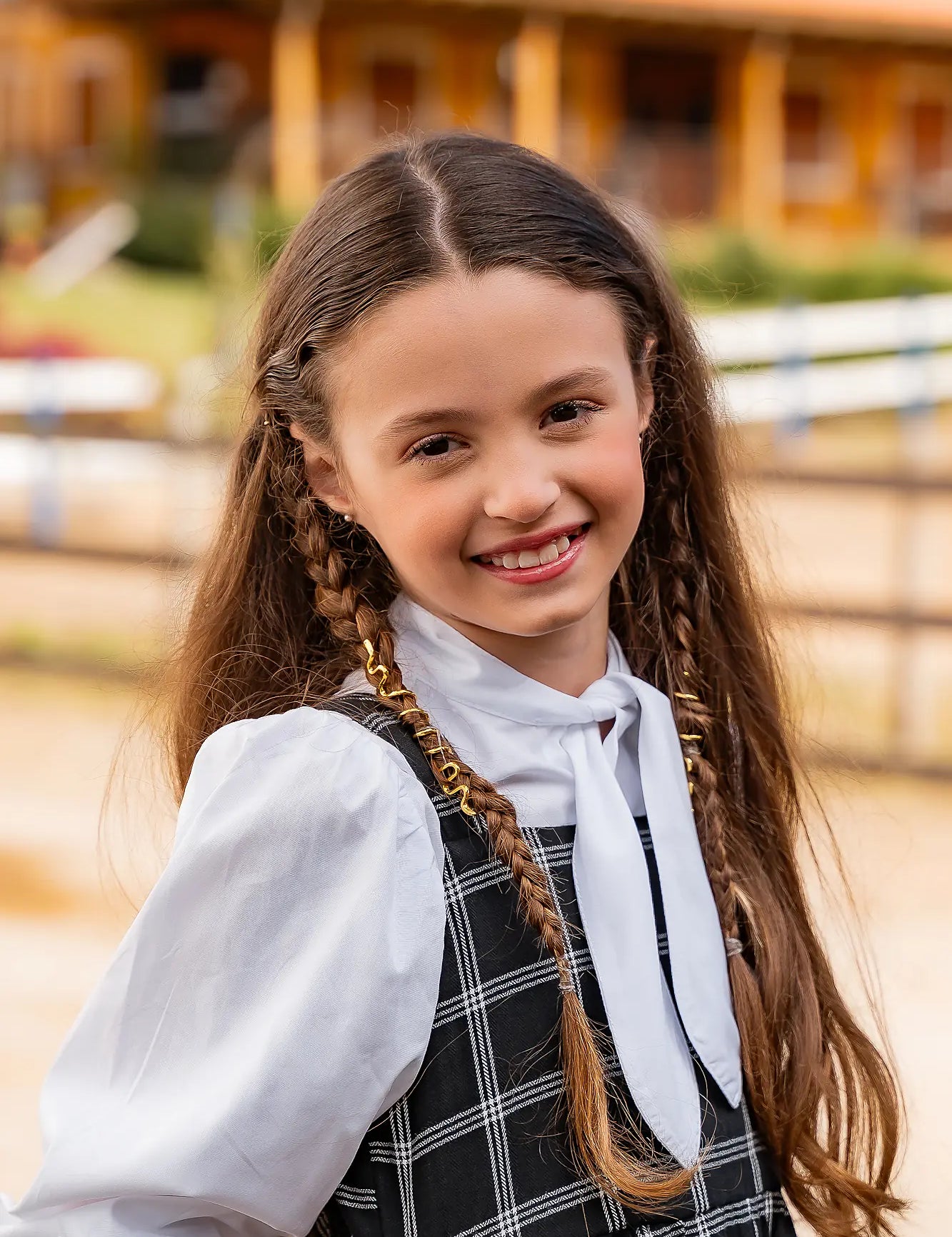 Vestido midi com estampa xadrez infantil feminino Antonita para meninas