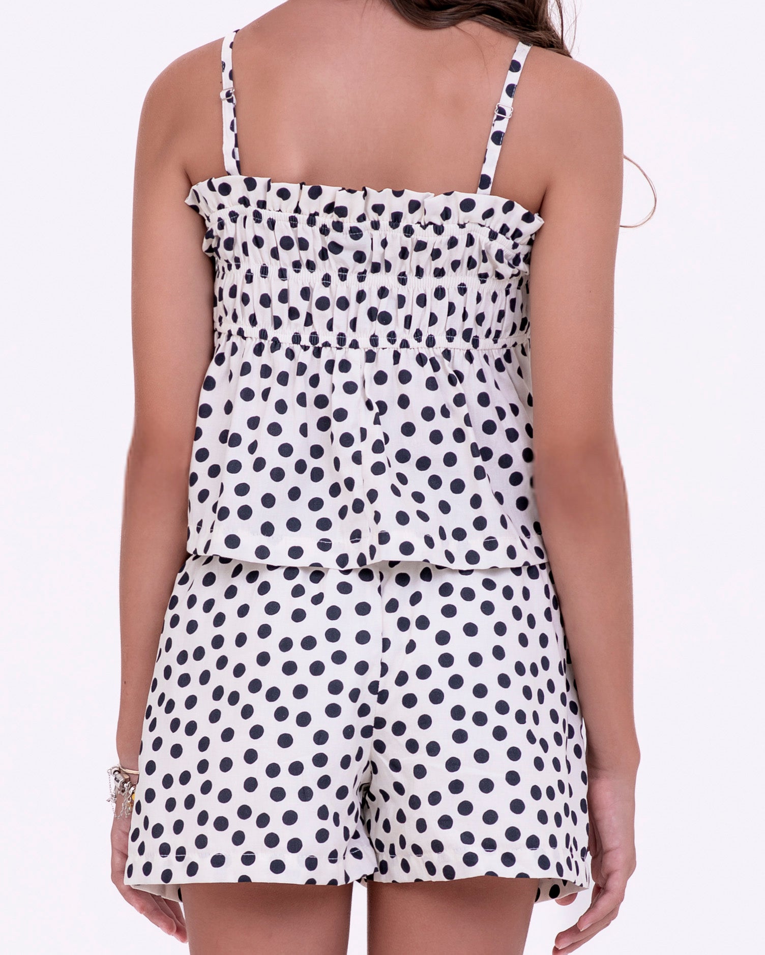 Conjunto com estampa de bolinhas em preto e branco infantil feminino Antonita para meninas de 10 a 16 anos