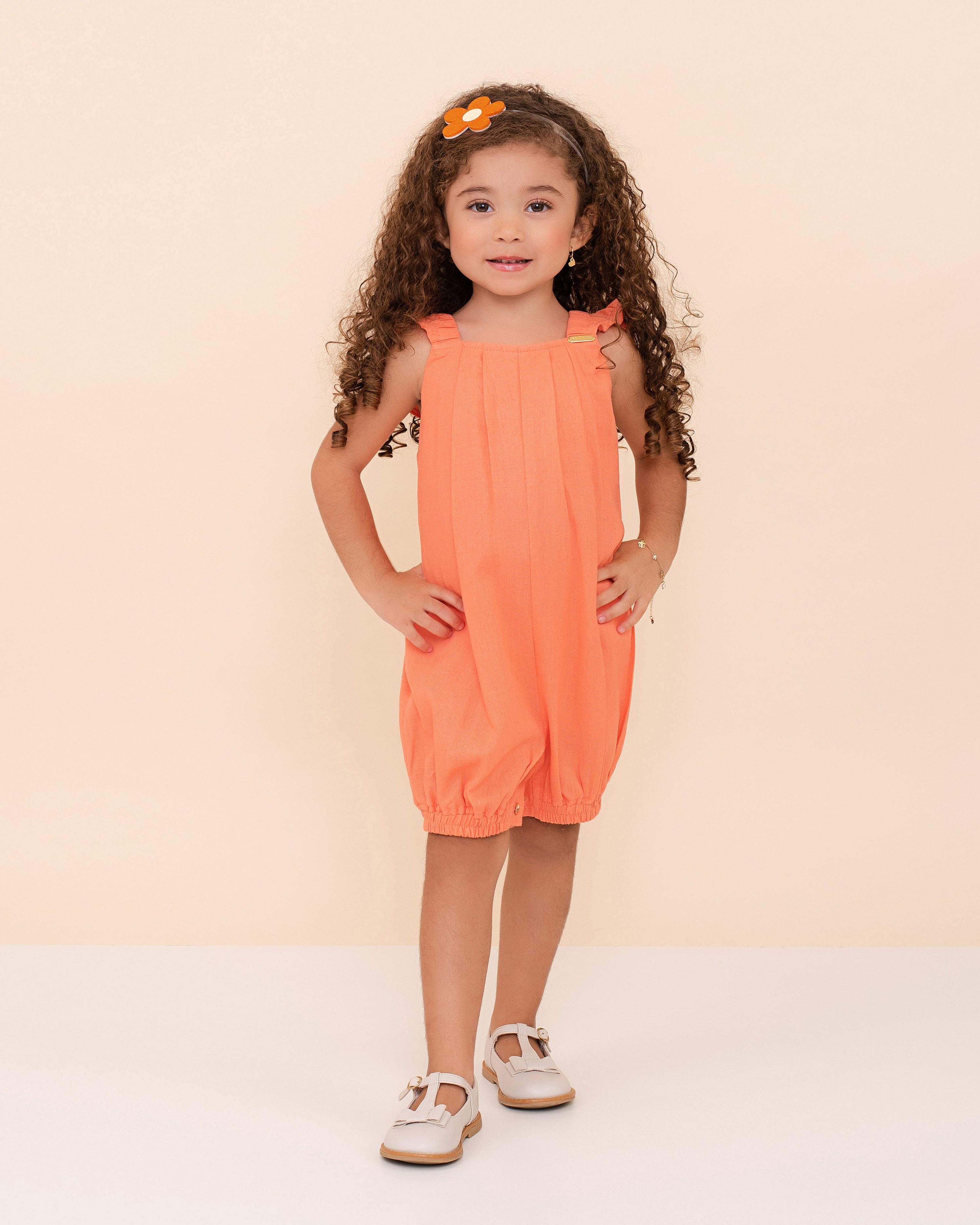 Romper infantil feminino cores em linho