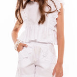 Conjunto Infantil Feminino Short Bordado Inglês Antonita