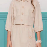 Conjunto feminino infantil com blusa de mangas longas e saia com cintura elástica