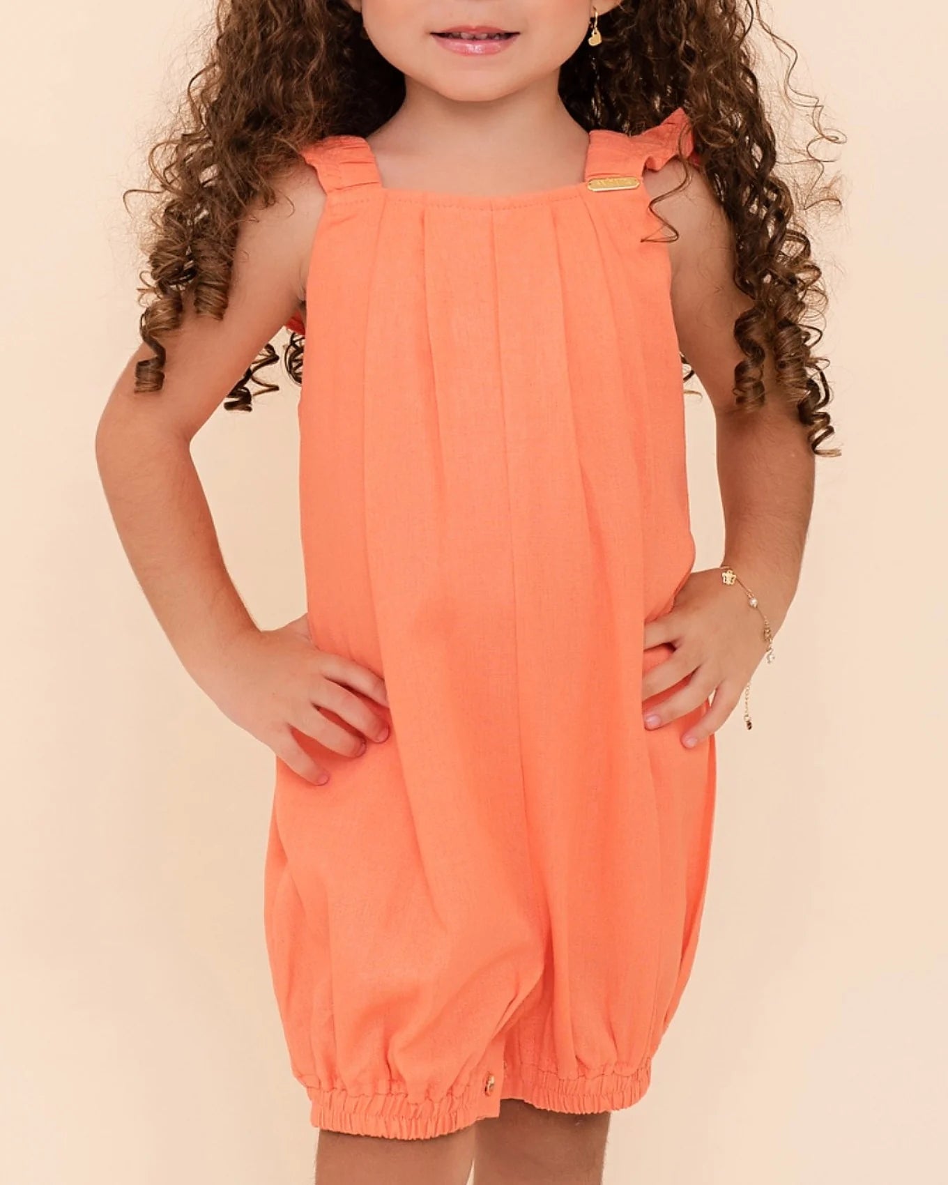 Romper infantil feminino cores em linho