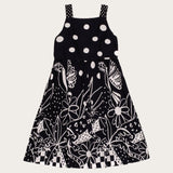 Vestido Infantil Feminino Fauna Preto e Branco Antonita