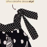 Macacão Infantil Feminino Fauna Preto e Branco Antonita