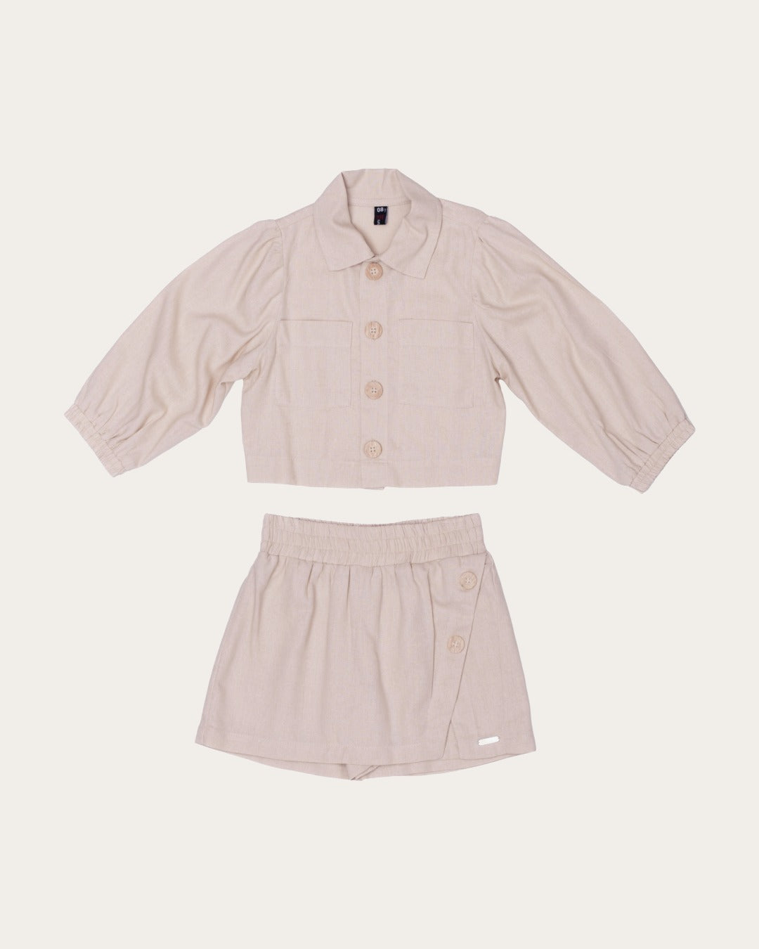 Conjunto feminino infantil com blusa de mangas longas e saia com cintura elástica