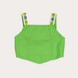 Conjunto feminino infantil verde com blusa de alças largas e short leve