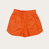 Conjunto feminino infantil com blusa estampada em formas geométricas e short laranja
