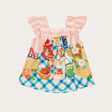 Conjunto infantil com blusa estampada de piquenique e short neutro