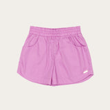 Conjunto infantil feminino lilás com blusa de alças largas e short, detalhes em babados