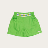 Conjunto feminino infantil verde com blusa de alças largas e short leve