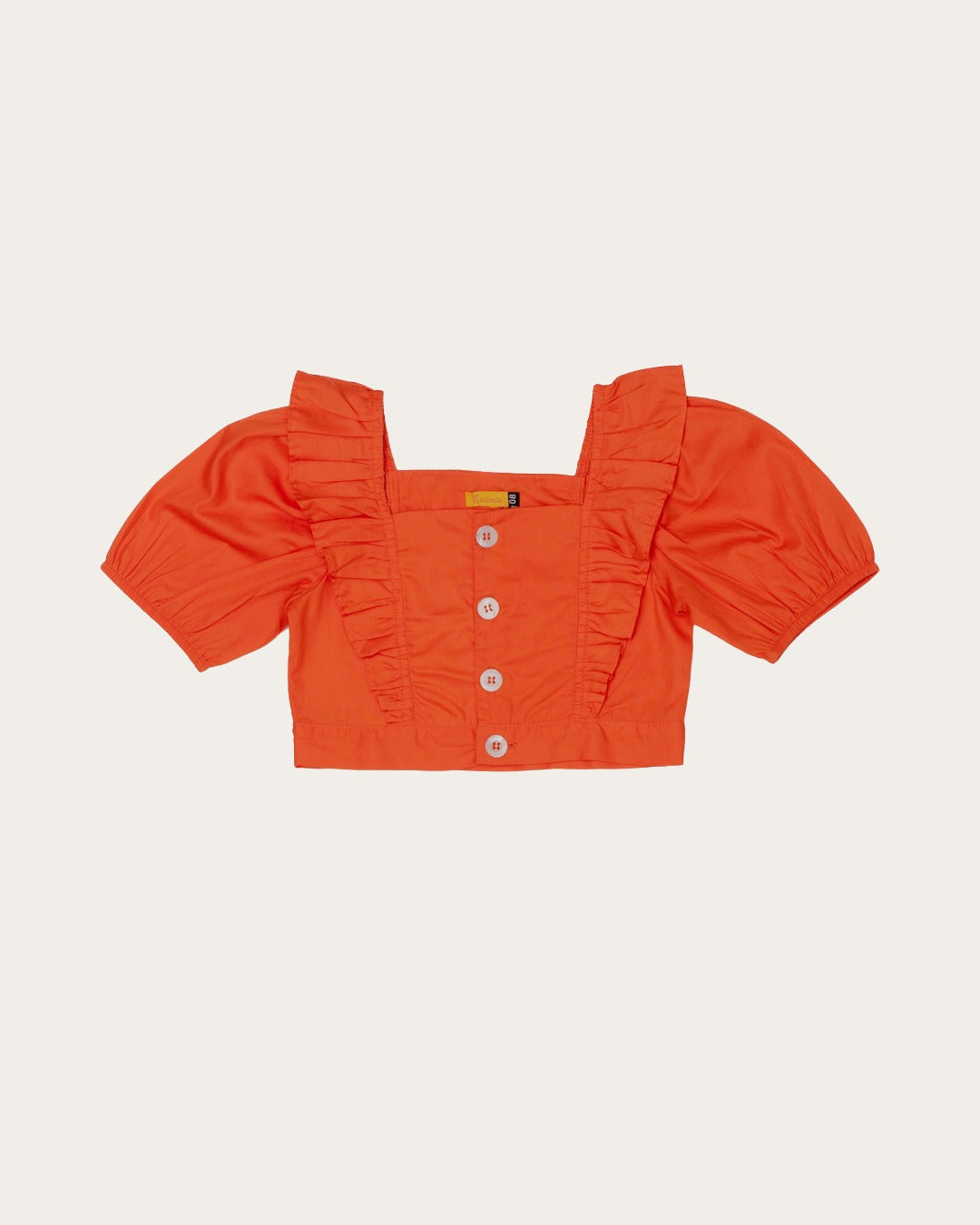 Conjunto feminino infantil coral com blusa de babados e short leve