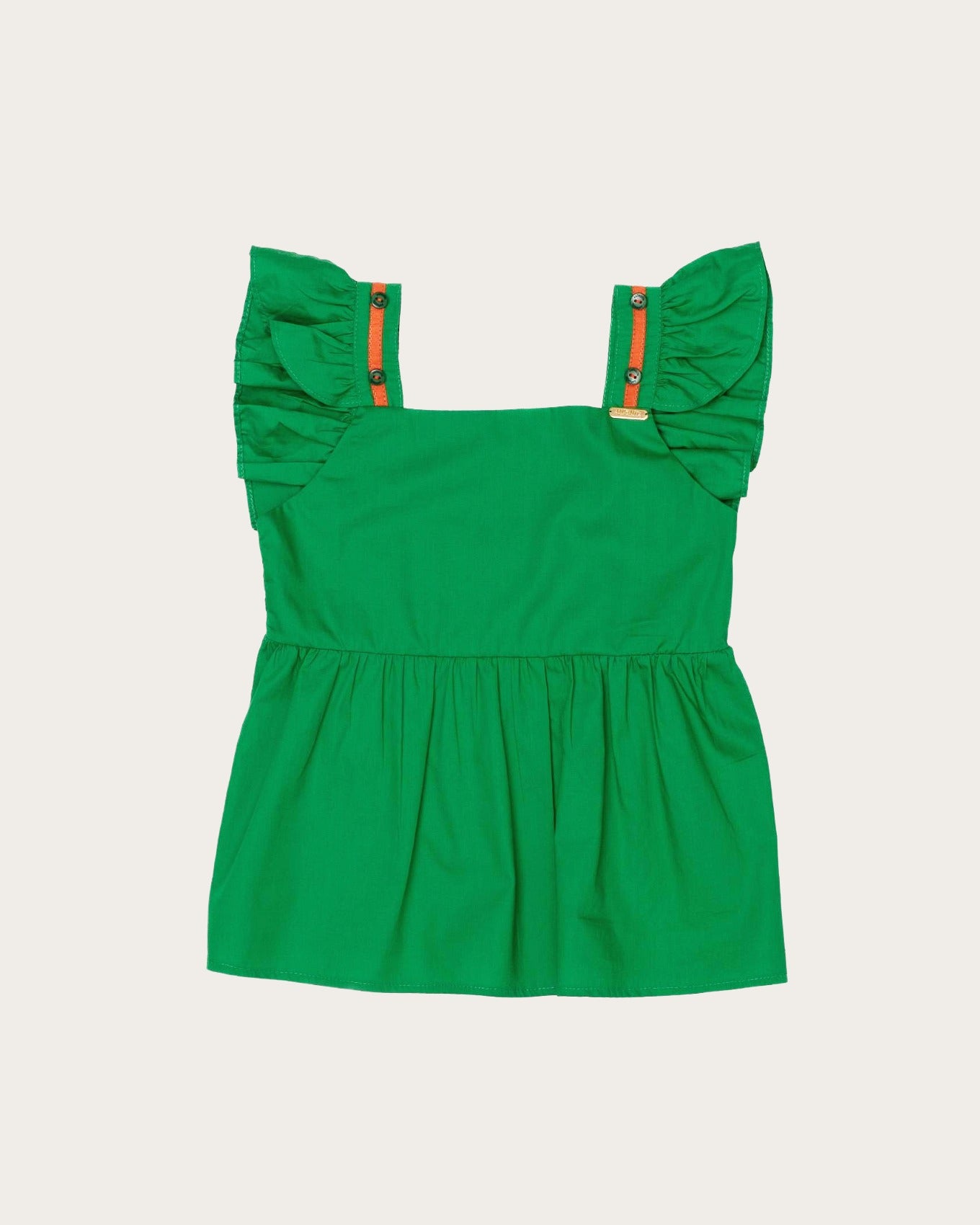 Conjunto infantil feminino verde sem manga leve e fresco