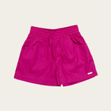 Conjunto infantil feminino com blusa tropical e short rosa, estampa de flores e folhas