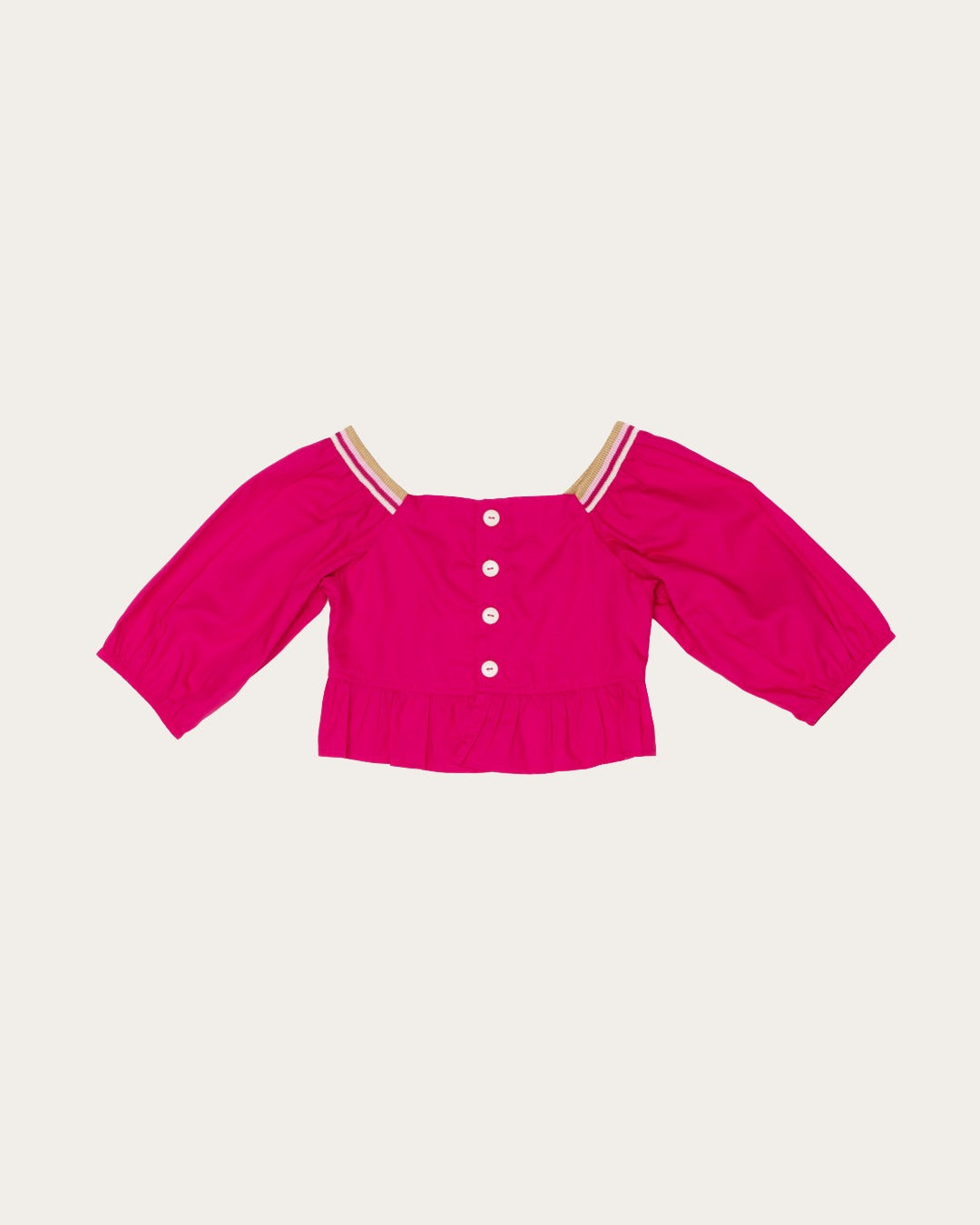 Conjunto rosa infantil feminino com blusa de mangas longas e short com babados