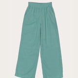 Conjunto feminino infantil com colete e calças largas, detalhe de botões no colete