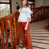 Calça cotele de corte amplo infantil feminino Antonita para meninas