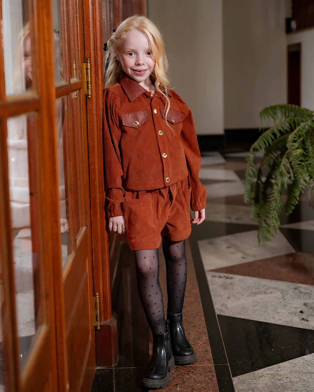 Jaqueta com detalhes em couro infantil feminino Antonita para meninas