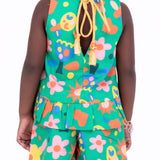 Conjunto com blusa de alças e short com estampa floral infantil feminino Antonita para meninas de 2 a 10 anos