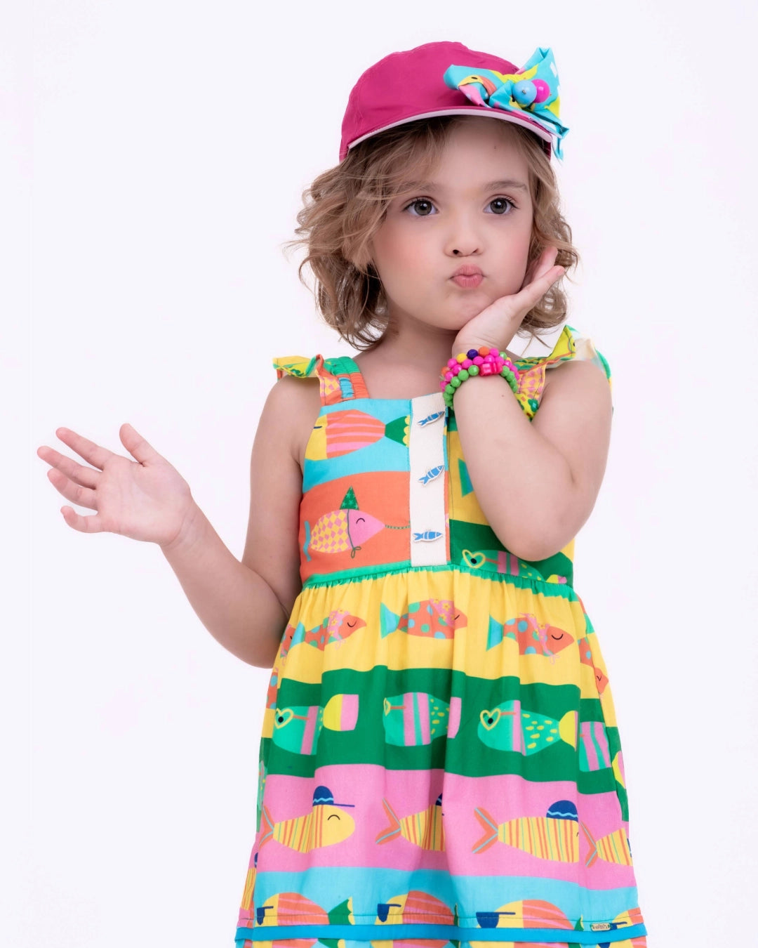 Vestido com estampa Fish infantil feminino Antonita para meninas de 4 a 16 anos