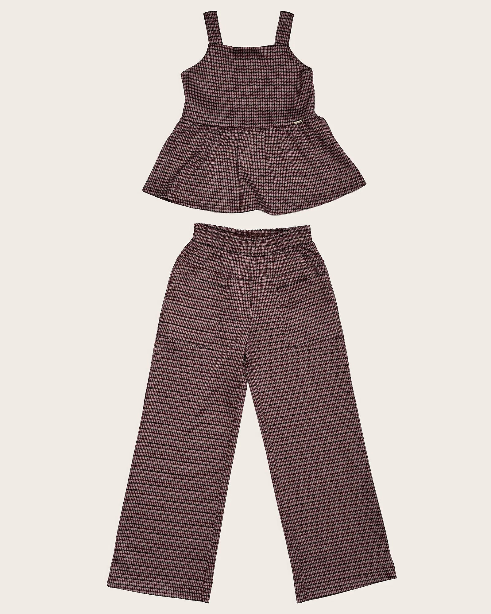 Conjunto com blusa e calça xadrez infantil feminino Antonita para meninas 
