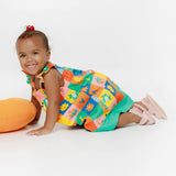 Vestido com estampa Caça-Palavras infantil feminino Antonita para meninas de 2 a 10 anos